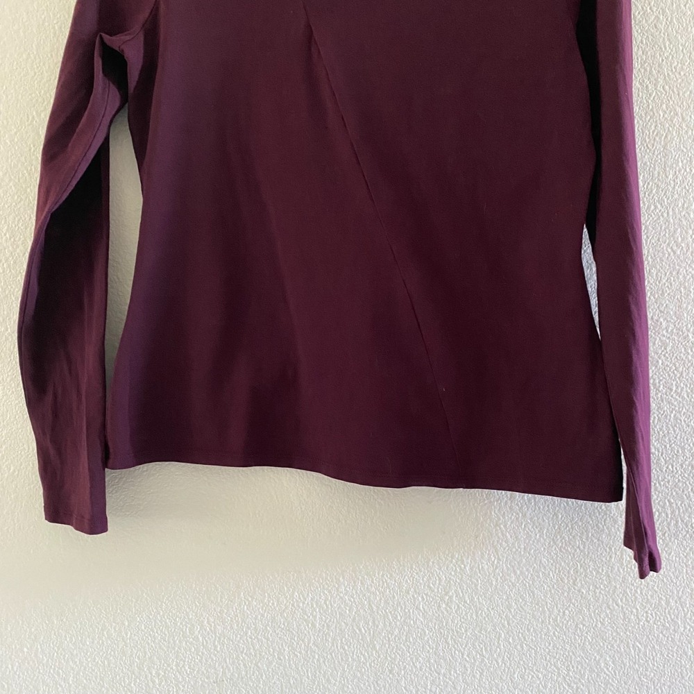 BOLD ELEMENTS Burgundy ‎ Cold Shoulder Jersey Long Sleeve Tee Sz L Cotton - Picture 6 of 9